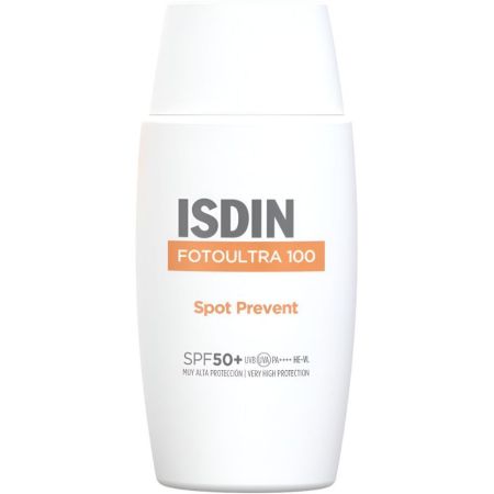 Isdin Fotoultra 100 Spot Prevent Spf 50+ Protector solar facial de textura fluida y rápida absorción previene manchas solares 50 ml