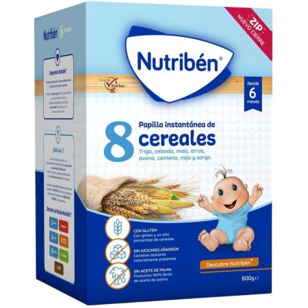 Nutriben Papilla Instantánea De 8 Cereales Papilla instantánea en polvo sin azúcares añadidos ni aceite de palma 600 gr