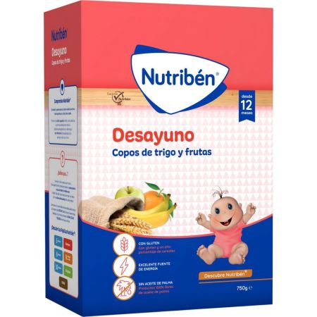 Nutriben Papilla Desayuno Copos De Trigo Y Frutas Papilla instantánea en polvo a para darle a tu bebé toda la energía a partir de 12 meses 750 gr