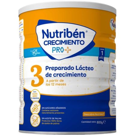 Nutriben Crecimiento Pro+ 3 Leche De Crecimiento Preparado lácteo de crecimiento sin aceite de palma a partir de 12 meses 800 gr