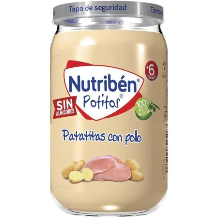 Nutriben Potitos Pollo Con Patatitas Tarrito 100% aceite de oliva sin sal ni azúcares añadidos a partir de 6 meses 235 gr