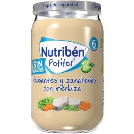 Nutriben Potitos Guisantes Y Zanahorias Con Merluza Tarrito sin almidones a partir de 6 meses 235 gr