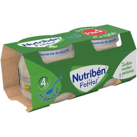 Nutriben Potitos Introducción Judías Verdes Y Patatas Tarrito 100% aceite de oliva sin sal ni azúcares añadidos a partir de 4 meses 2x120 gr