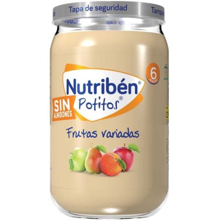 Nutriben Potitos Frutas Variadas Tarrito sin almidones 100% aceite de oliva sin sal ni azúcares añadidos a partir de 6 meses 235 gr