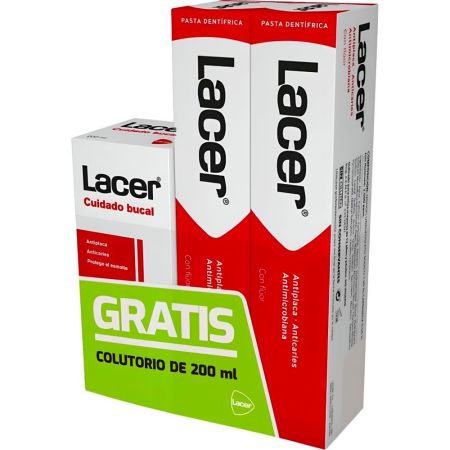 Lacer Pasta Dentífrica Clásico Duplo Formato Especial Pasta de dientes con flúor antiplaca anticaries y antimicrobiania 125 ml