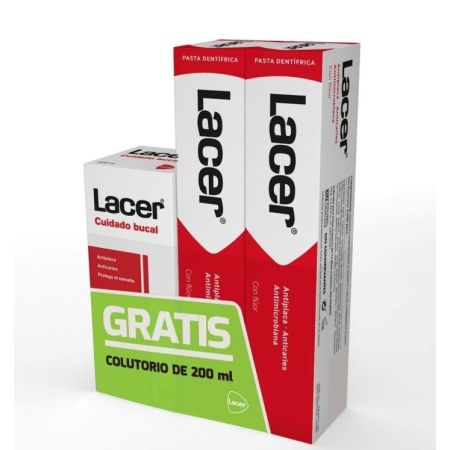 Lacer Pasta Dentífrica Clásico Duplo Formato Especial Pasta de dientes con flúor antiplaca anticaries y antimicrobiania 125 ml