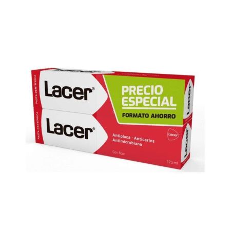 Lacer Clásico Pasta Dentífrica Duplo Precio Especial Pasta de dientes con flúor antiplaca anticaries y antimicrobiania 2x125 ml