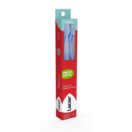 Lacer Suave Cepillo Dental Duplo Precio Especial Cepillo de dientes con filamentos de distintas medidas elimina placa y protege encías 2 uds