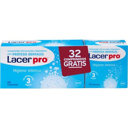 Lacer Pro Comprimidos Limpiadores Formato Especial Comprimidos efervescentes para prótesis dentales previene la formación de sarro 96 uds