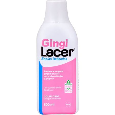 Lacer Gingi Encías Delicadas Colutorio Enjuage bucal con flúor y sin alcohol previene el sangrado gingival 500 ml