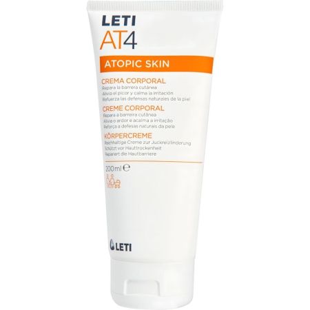 Leti At4 Atopic Skin Crema Corporal Crema hidratante y suavizante alivia el picor protege y refuerza la microflora 200 ml