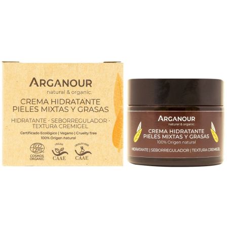 Arganour Crema Hidratante Pieles Mixtas Y Grasas Crema de día hidratante seboreguladora 100 % natural 50 ml