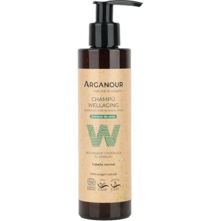 Arganour Champú Wellaging Champú sin sulfatos limpia en profundidad ofreciendo vitallidad y brillo para todo tipo de cabello 200 ml