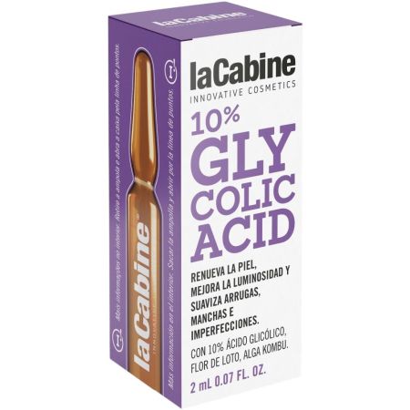 Lacabine Ampolla 10% Glycolic Acid Ampolla concentrada mejora la luminosidad suaviza arrugas manchas e imperfecciones 2 ml