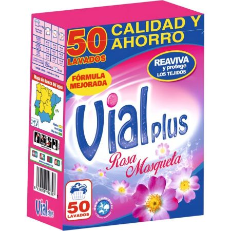 Vialplus Rosa Mosqueta Detergente Detergente en polvo reaviva y protege los colores 50 lavados 2520 gr