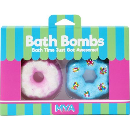 Mya Travel Bath Bombs Donut Bombas de baño relajantes para una piel más hidratada luminosa y perfumada 2 uds