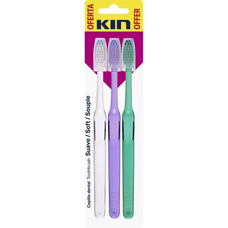 Kin Cepillo Dental Suave Oferta Cepillo de dientes con cabezal pequeño permite llegar con facilidad a cualquier espacio 3 uds