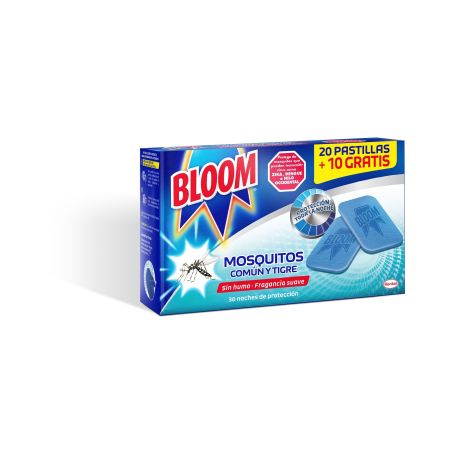 Bloom Insecticida Mosquitos Recambio Formato Especial Insecticida eléctrico sin humo y con fragancia suave 30 uds