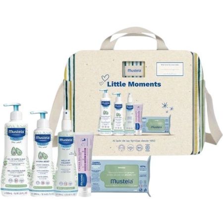 Mustela My Little Moments Bolsa Rayas Bolso de cosmética para bebé con productos imprescindibles para su cuidado