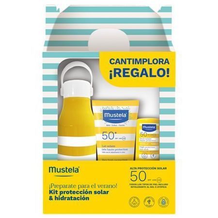 Mustela ¡preparate Para El Verano! Kit Protección+Cantimplora Gratis Set de protección solar resistente al agua y a la arena de textura no grasa ni pegajosa