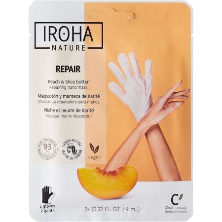 Iroha Nature Repair Mascarilla Reparadora Para Manos Mascarilla vegana repara e hidrata manos secas y dañas con melocotón y manteca de karité