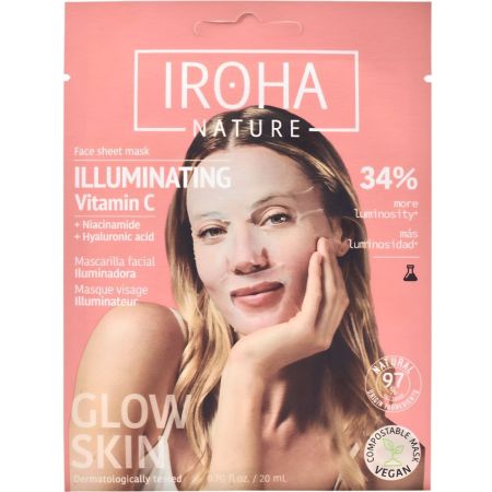 Iroha Nature Illuminating Vitamin C Mascarilla Facial Tisú Mascarilla facial vegana ilumina y previene la aparición de manchas con vitamina c