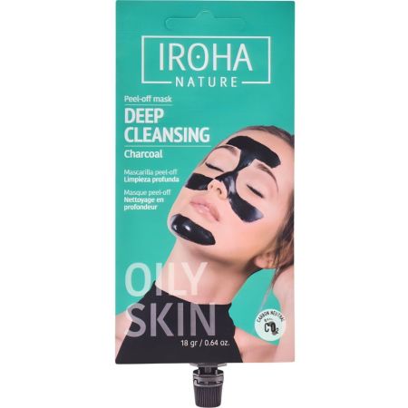 Iroha Nature Deep Cleansing Carbón Máscarilla Peel-Off Mascarilla facial elimina impurezas y minimiza el aspecto de los poros dilatados con carbón