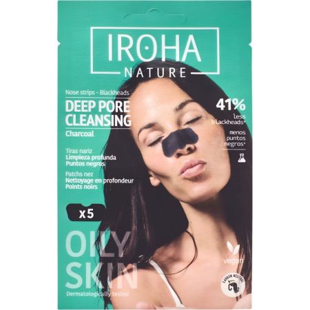 Iroha Nature Deep Pore Cleansing Parches Nariz Parches para la nariz reducen puntos negros e impurezas 5 uds