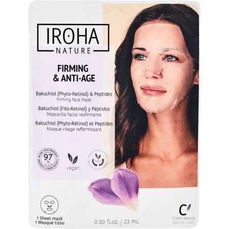 Iroha Nature Firming & Anti-Age Mascarilla Facial Reafirmante Mascarilla facial vegana reafirmante y antiedad para rostro y cuello con bakuchiol y péptidos