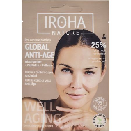 Iroha Nature  Mascarilla parches ojos antiedad colágeno   2 parches