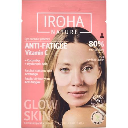 Iroha Nature Vitamina C Parches Contorno Ojos Parches veganos para el contorno de ojos antifatiga e iluminadores con vitamina c 2 uds