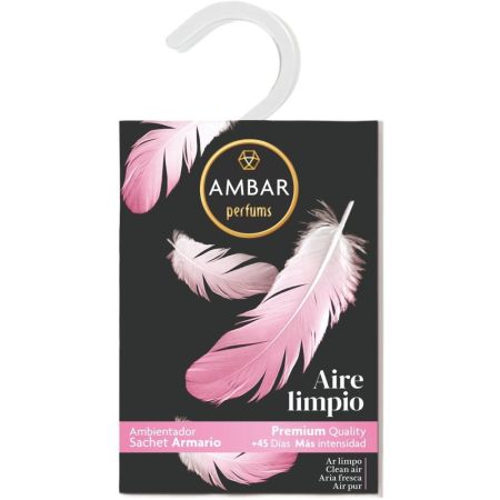 Ambar Aire Limpio Ambientador Sachet Armario Ambientador para armario 0% alcohol con gran fragancia +45 días de duración