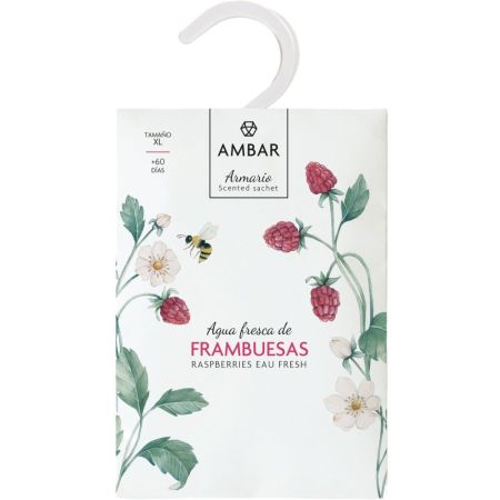 Ambar Ambientador Agua Fresca De Frambuesas Xl Ambientador para armario 0% alcohol con gran fragancia +60 días de duración