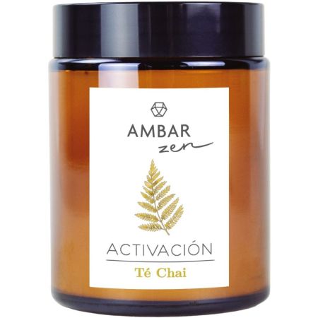 Ambar Vela Zen Té Chai Vela de cera vegetal y soja +40 días de duración 125 gr