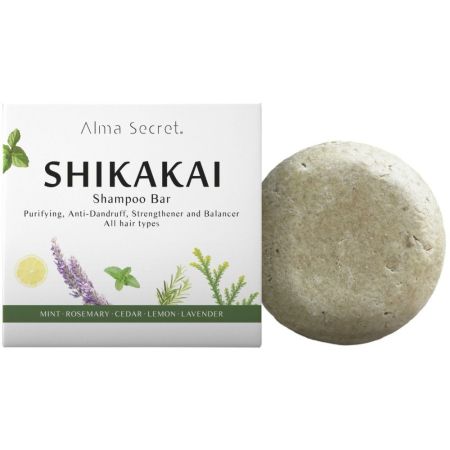 Alma Secret Shikakai Shampoo Bar Champú solido vegano anticaída y anticaspa para cabello teñido o con tratamientos 85 gr