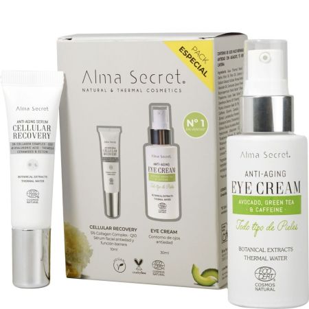 Alma Secret Anti-Aging Eye Cream Pack Especial Contorno de ojos vegano antiedad con aguacate té verde y cafeína 30 ml