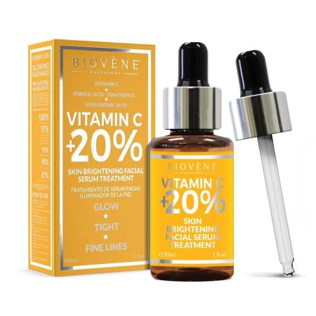 Biovène Vitamina C +20% Skin Brightening Facial Serum Treatment Sérum iluminador tratamiento reductor de signos del envejecimiento con vitamina c 30 ml