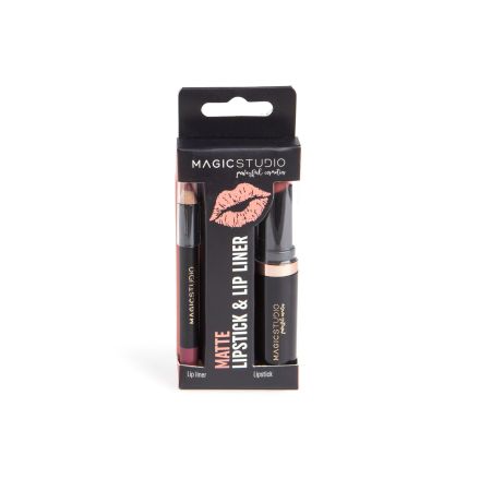 Magic Studio Matte Lipgloss & Lipliner Pack Brillo de labios y perfilador mates para unos labios perfectos durante horas