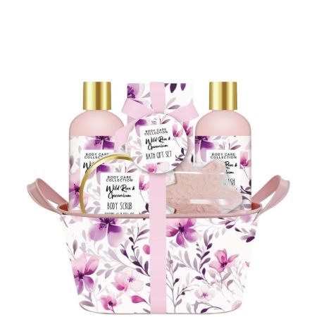 Becasan Cesta Metálica Wild Rose Rutina de baño relajante para cuidado corporal