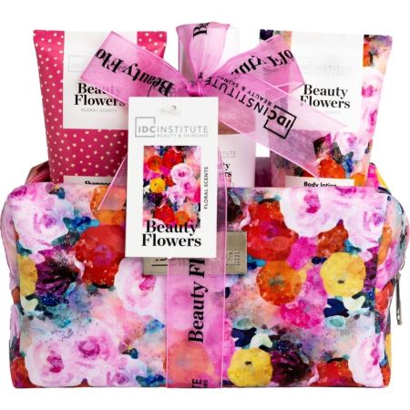 Idc Institute Beauty Flowers Set Set de baño ideal para regalar reutilizable hidratante y relajante con delicioso aroma a rosa gardenia y fresia