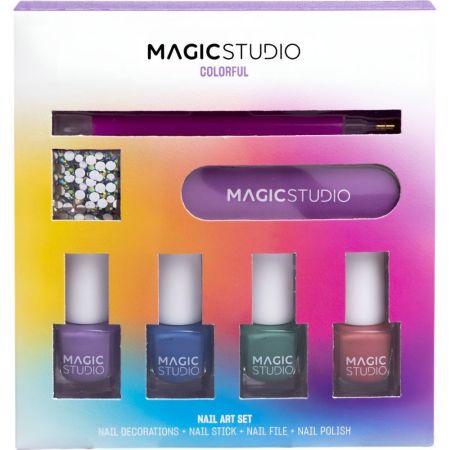 Magic Studio Colorful Nail Art Set Set de uñas ideal para regalar crea acabados divertidos super brillantes y de larga duración