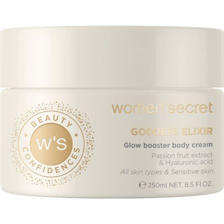 Women Secret Beauty Confidences Goddess Elixir Glow Booster Body Cream Crema corporal nutre e hidrata con extracto de fruta de la pasión y manteca de karité 250ml