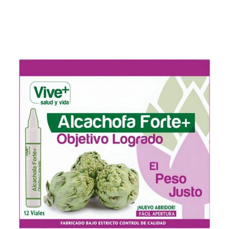 Vive+ Alcachofa Forte+ Complemento Alimenticio Complemento alimenticio ayuda en las dietas depurativas y de control de peso 12 uds