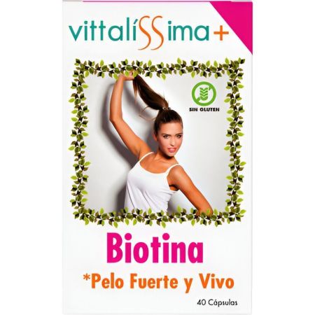 Vittalissima Biotina Pelo Fuerte Y Vivo Complemento Alimenticio Complemento alimenticio para un pelo sano y fuerte 40 uds