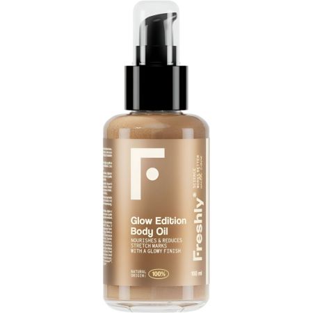 Freshly Cosmetics Glow Edition Body Oil Autobronceador iluminador corporal natural con destellos dorados 100 ml