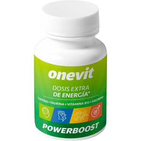 Onevit Powerboost Complemento Alimenticio Formato Especial Complemento alimenticio sin gluten ni lactosa ofrece aporte extra de energía y concentración 45 uds