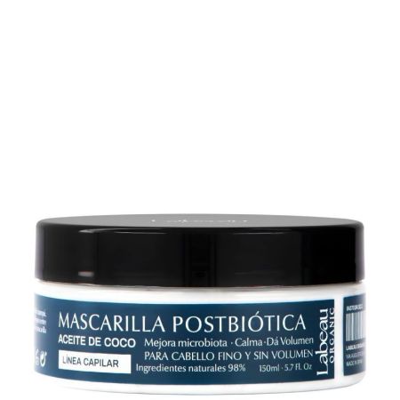 Labeau Organic Aceite De Coco Mascarilla Postviótica Mascarilla voluminizadora reequilibra la microbiota para cabello sano y voluminoso 150 ml