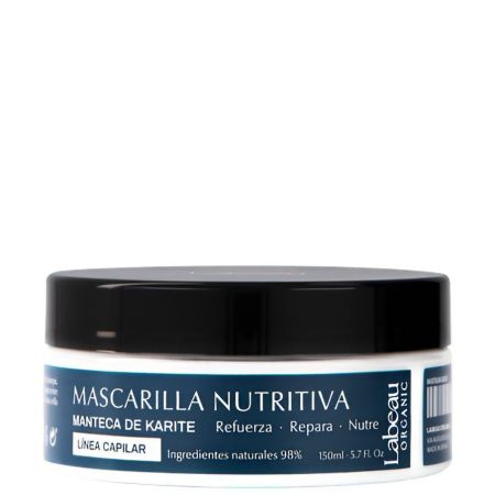 Labeau Organic Manteca De Karité Mascarilla Nutritiva Mascarilla nutritiva refuerza repara y nutre ideal para reparar puntas secas y dañadas 150 ml