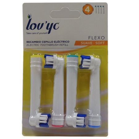 Lov'Yc Cepillo De Dientes Flexo Suave Recambio Cepillo de dientes eléctrico para una higiene dental adecuada 4 uds