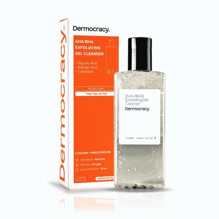 Dermocracy Aha/Bha Exfoliating Gel Cleanser Gel limpiador exfoliante y  purificante calma y nutre la piel con ácido glicólico y salicílico 200 ml